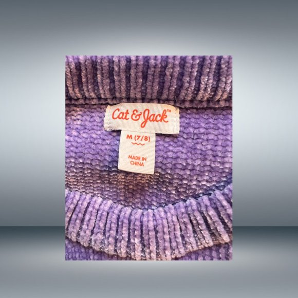 Cat & Jack Purple Soft Chenille Silver Reversible Sequin Unicorn Sweater - Picture 4 of 4